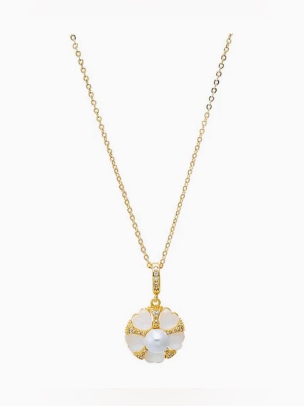 Adina Eden Mother-of-Pearl Clover Medallion Necklace 16-18” Sold Out Online